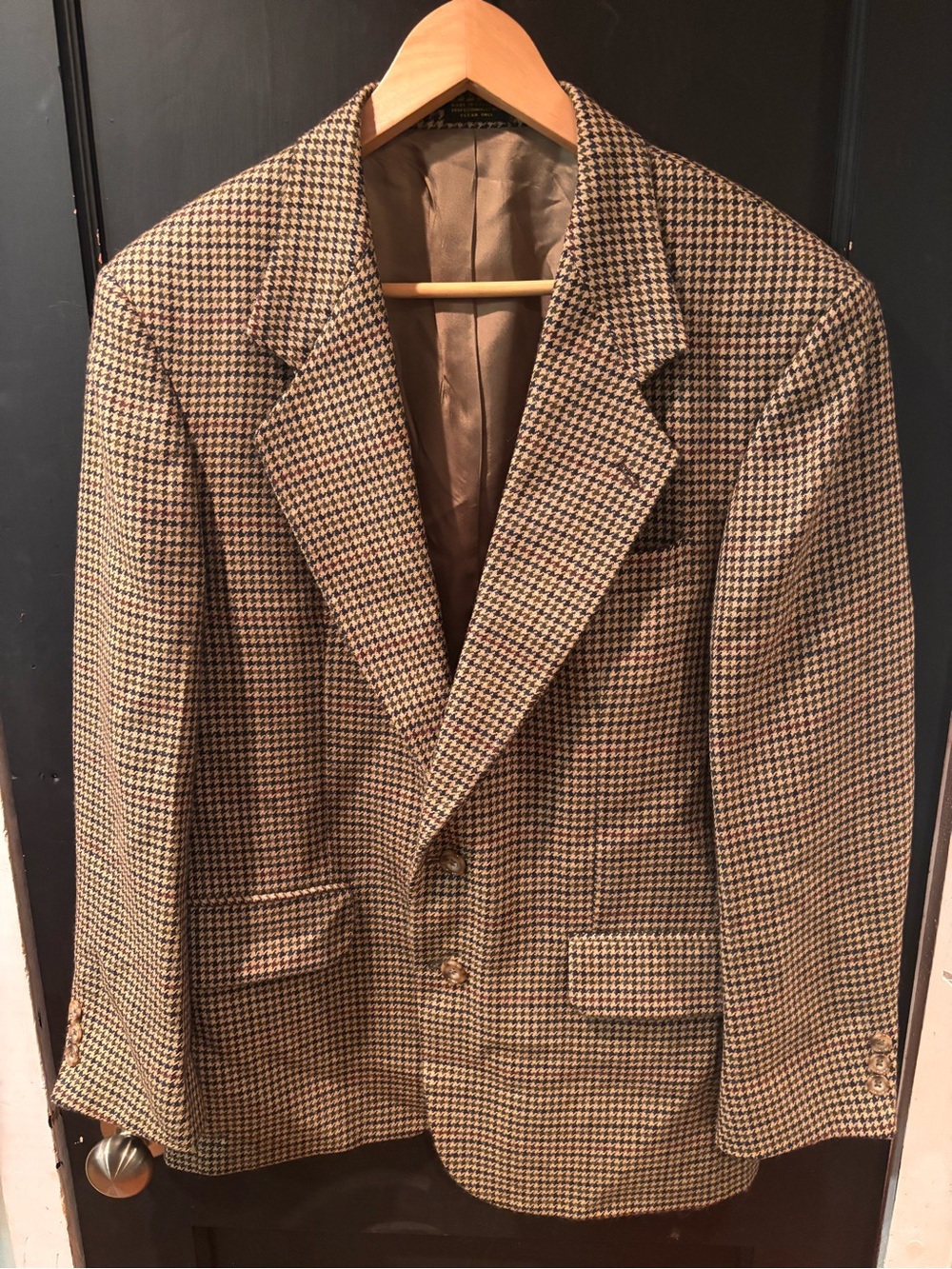 Oscar de la Renta Houndstooth Sport Coat Blazer Wool Brown Men’s Jacket 40S